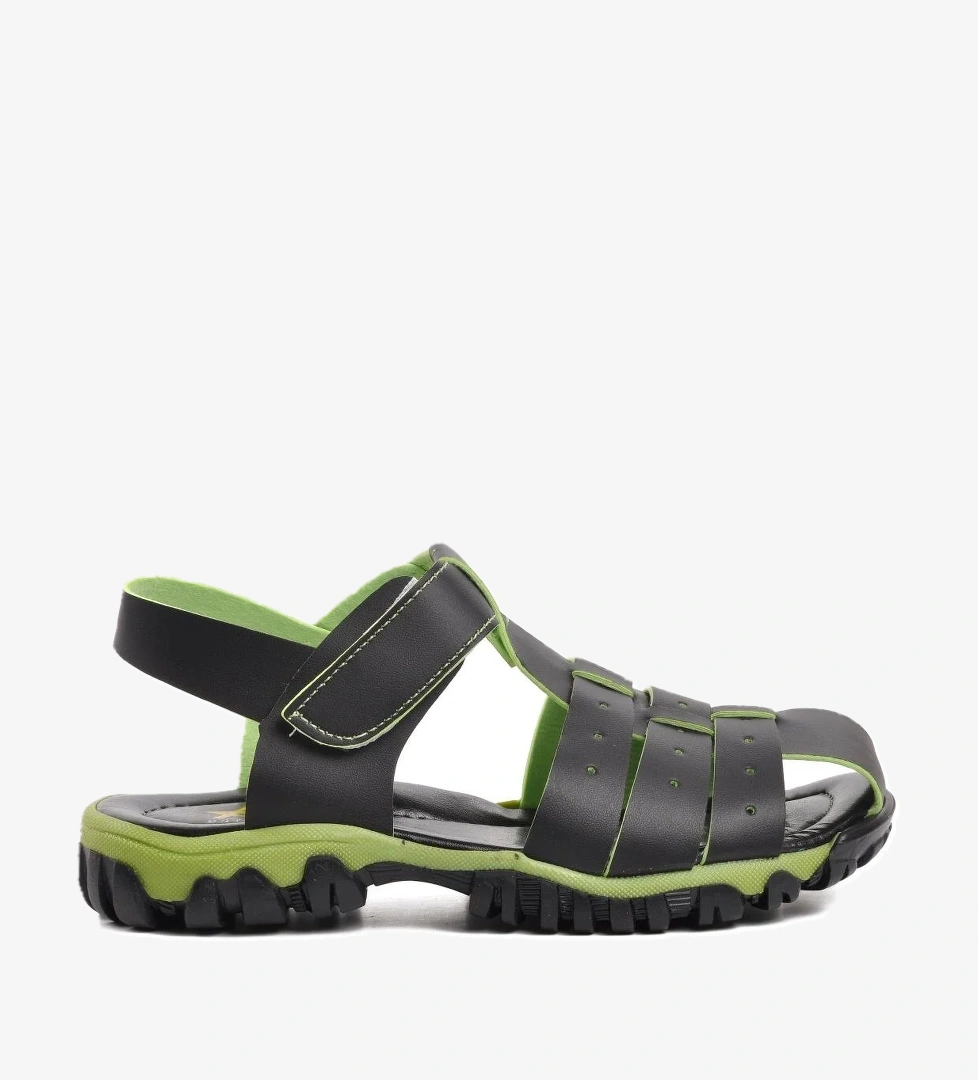 A Spor Aspor Siyah Yeşil Erkek Çocuk Düz Sandalet model görseli