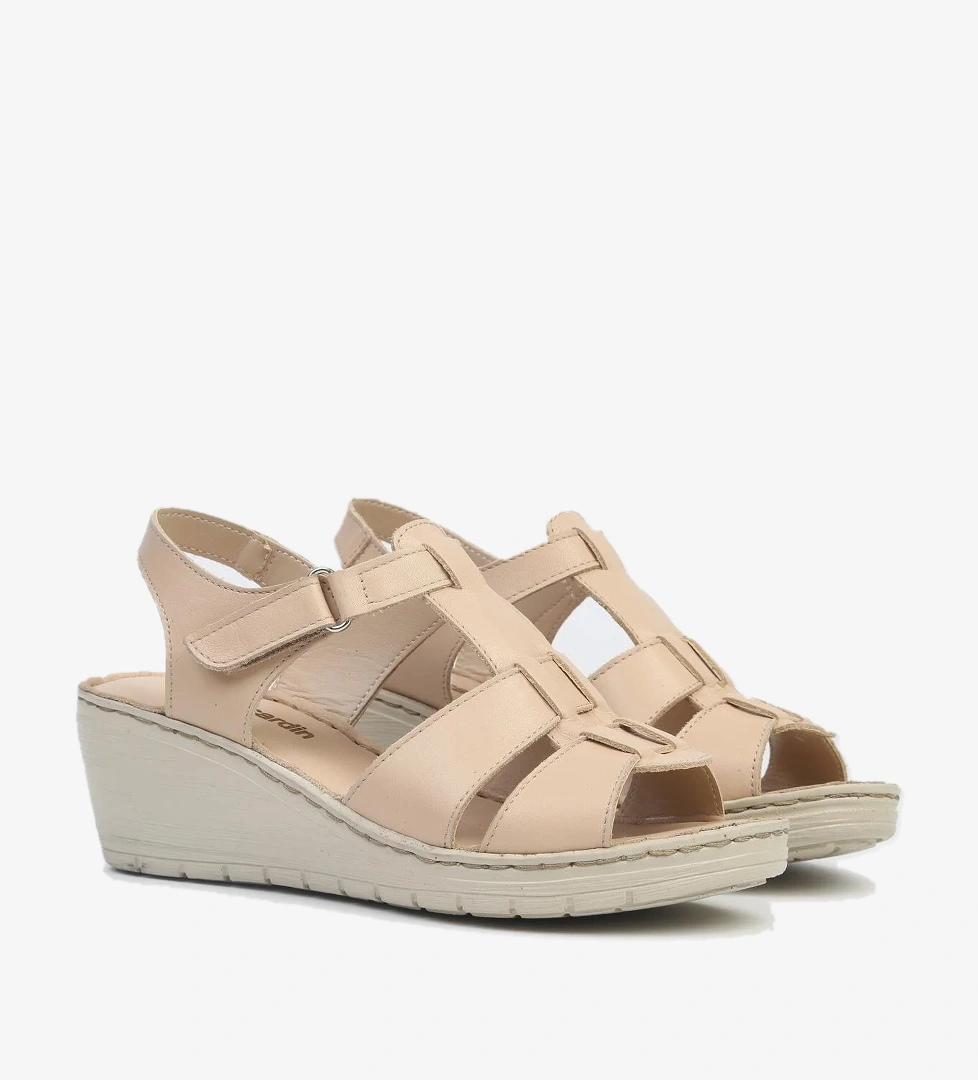 ® | PC-5127-3013 Krem-Kadın Dolgu Topuk Ayakkabı - Görsel 1