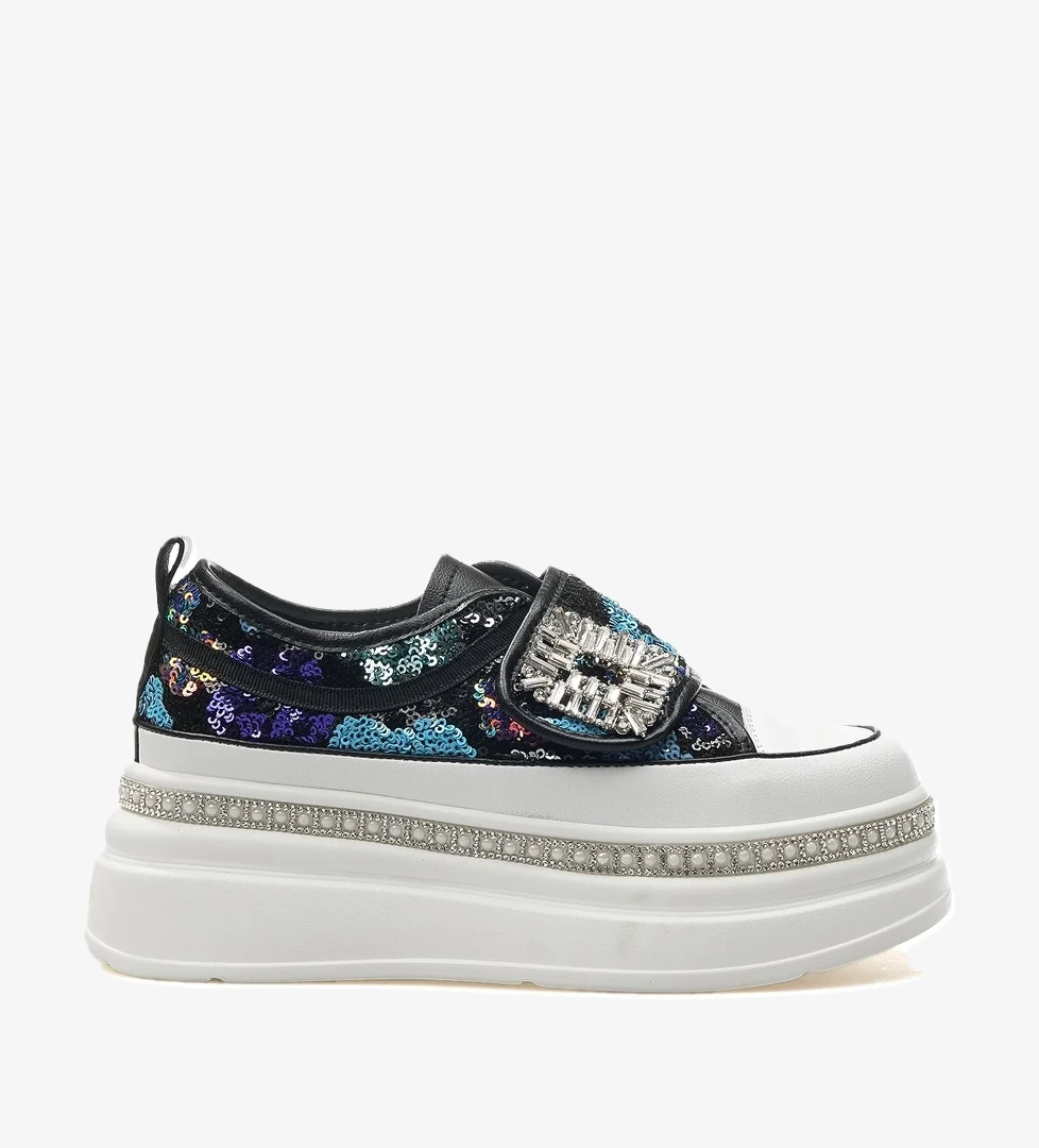 Guja Kadın Taş Detaylı Sneaker Günlük Ayakkabı 25y 25y423-1 Z Gri Siyah model görseli