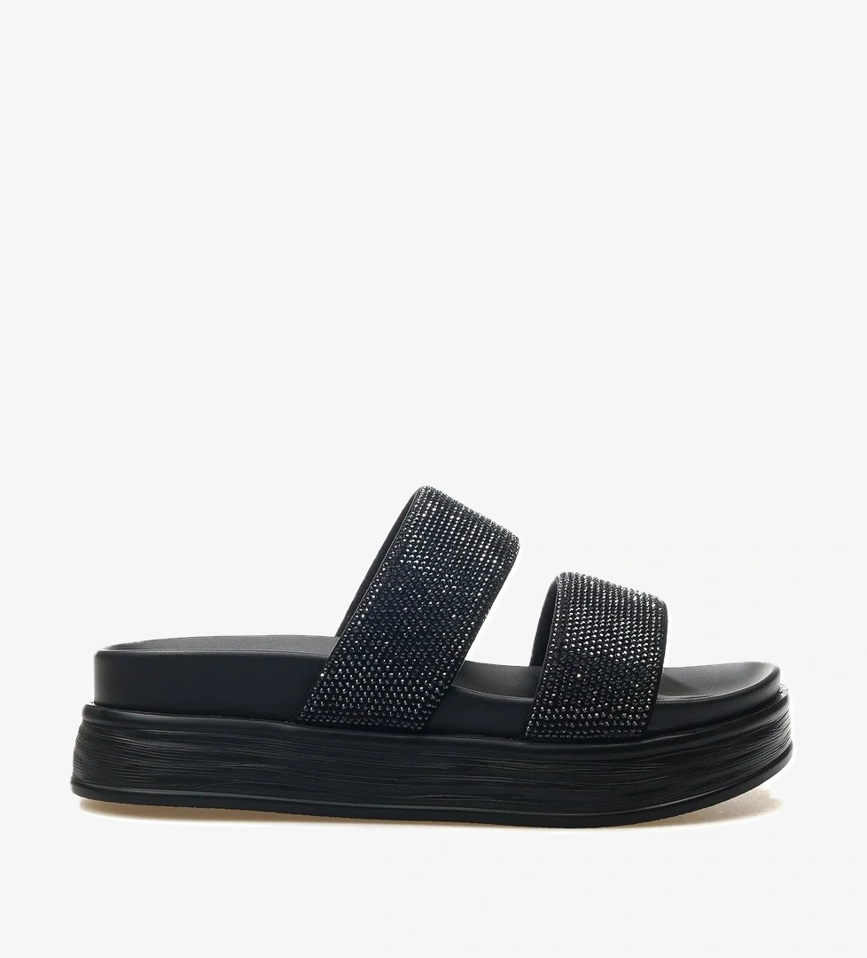 Kadın Taş Detaylı Günlük Terlik 25y 25y416 Z Siyah - Görsel 1