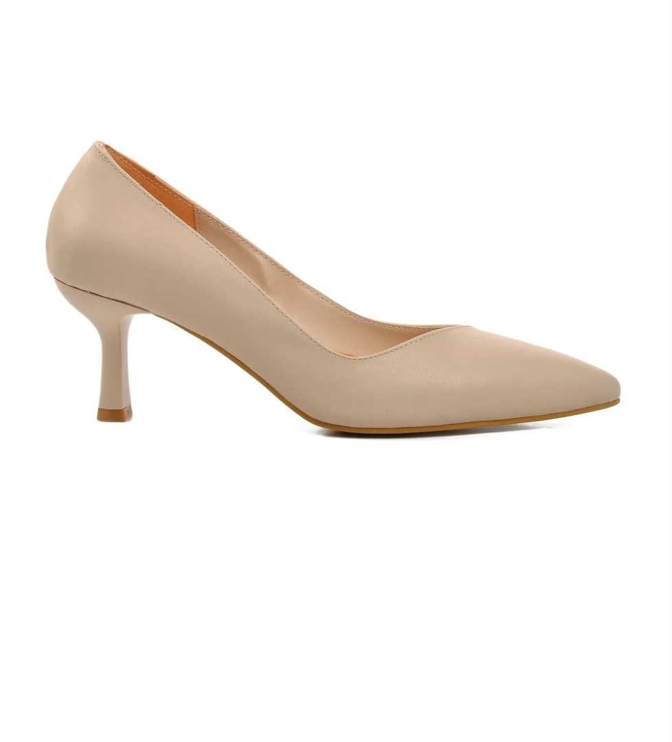 Aspor Bej Cilt Kadın Topuklu Stiletto Ayakkabı