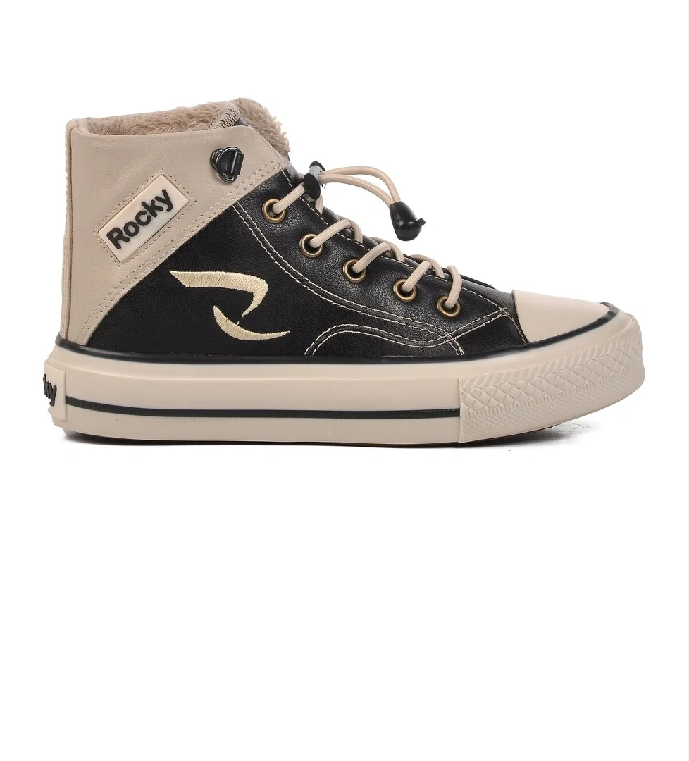 Siyah Bej Çocuk Hi Sneaker Ayakkabı