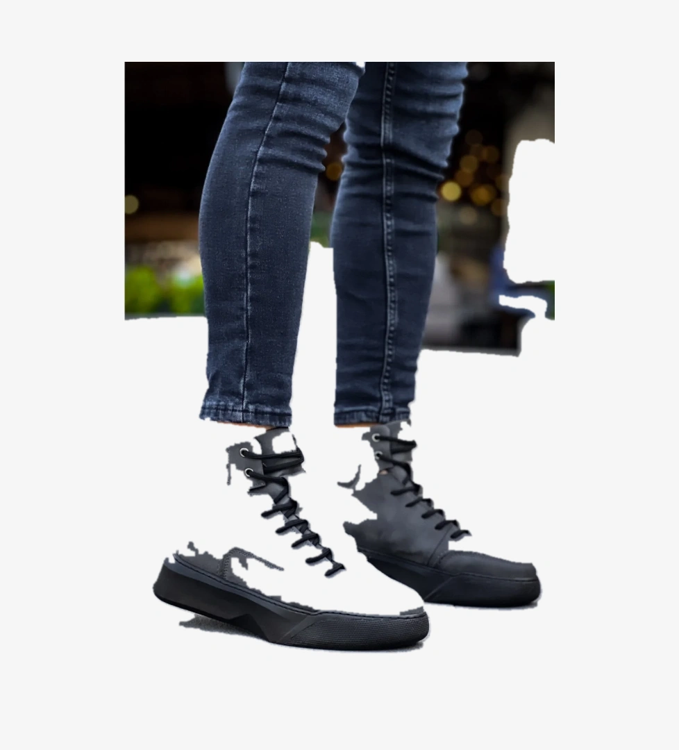 Pabucmarketi Bağcıklı Erkek Spor Bot BEYAZ (BEYAZ TABAN) model görseli