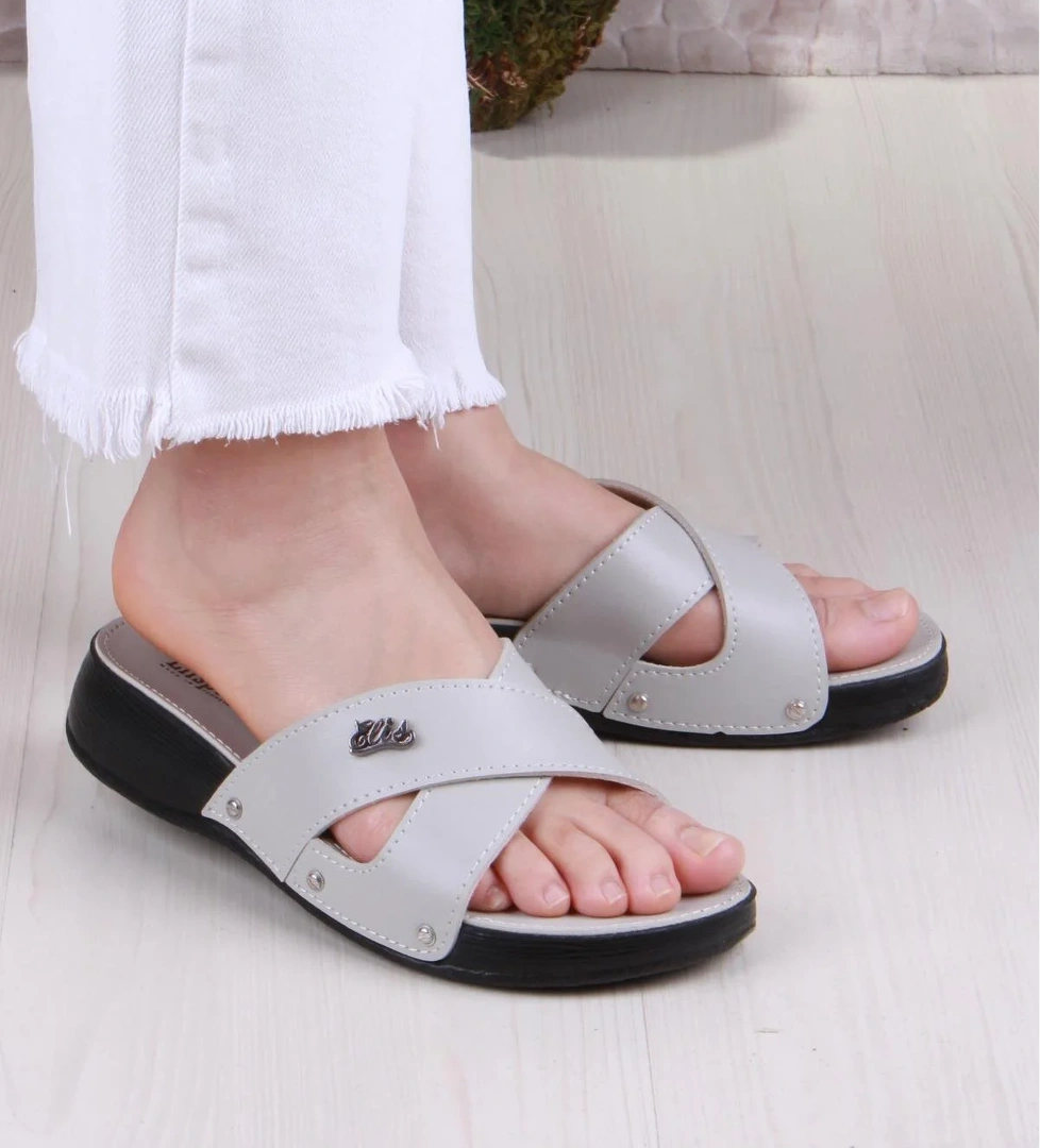 Elis 1005 Rahat Çapraz Bantlı Ortopedik Kadın Terlik - Görsel 1