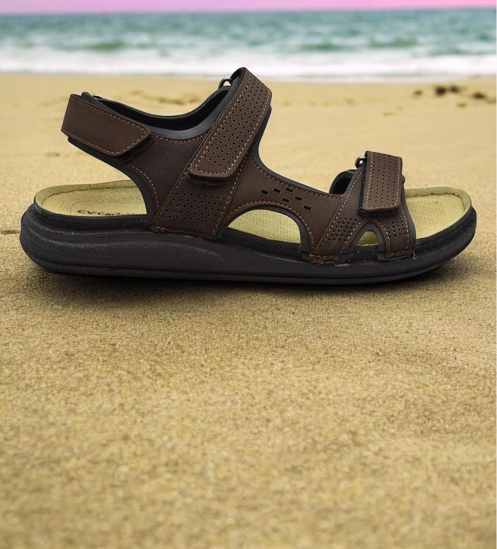 240105 Ortopedik Taban Erkek Sandalet Erkek Cırtlı Sandalet