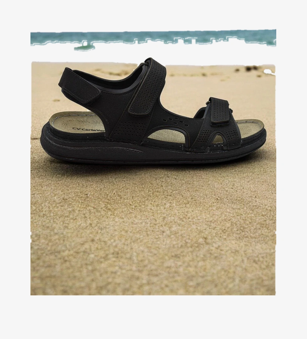 240105 Ortopedik Taban Erkek Sandalet Erkek Cırtlı Sandalet