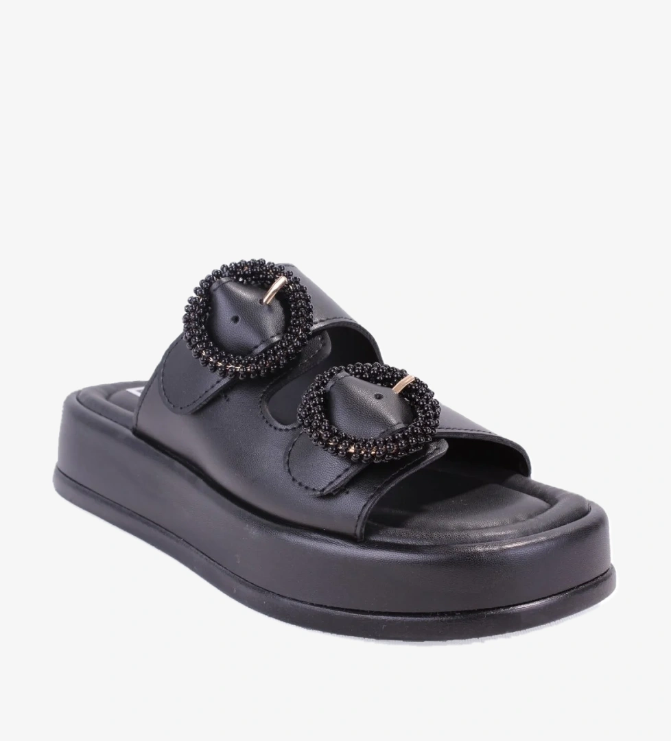 Dagoster Dza07-890784 Siyah Beyaz Ortopedik Günlük Taşlı Kadın Terlik model görseli