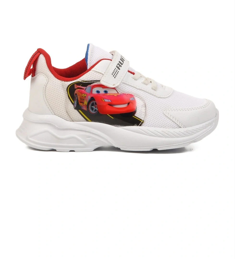 Beyaz Kırmızı Cırtlı Fileli Unisex Çocuk Spor Ayakkabı 2340 F