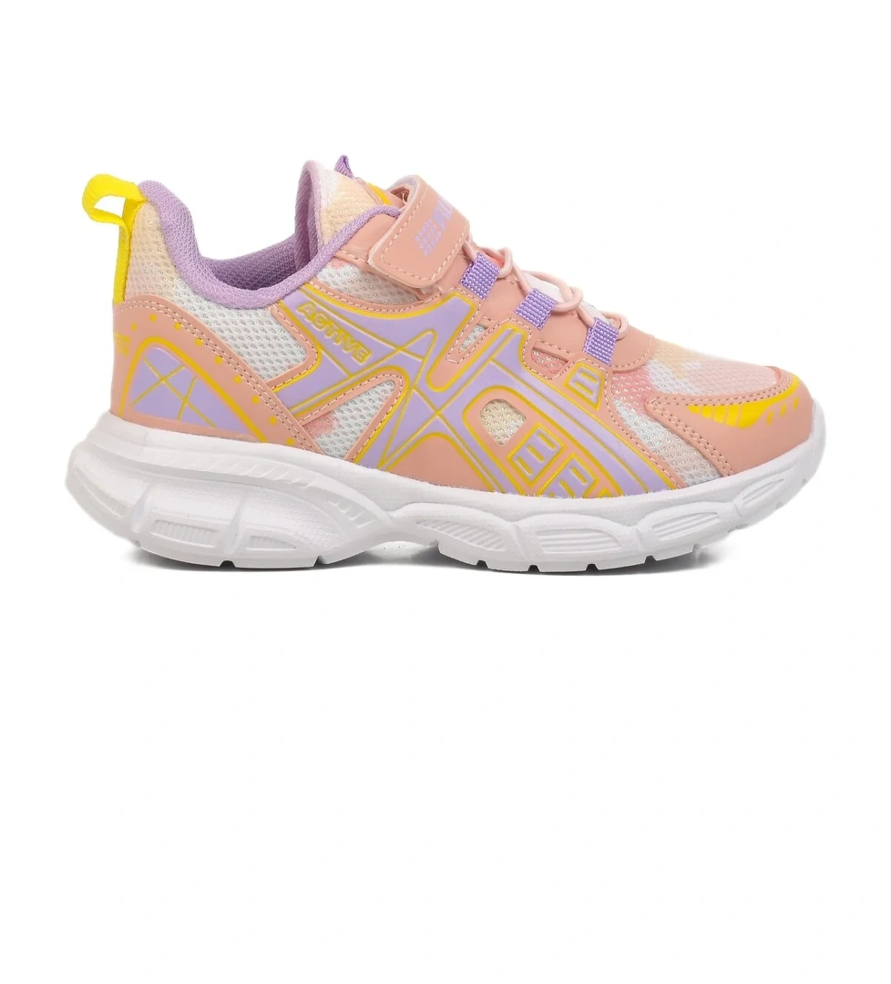 Pudra Lila Cırtlı Fileli Hafif Kız Çocuk Spor Ayakkabı Ruffon F