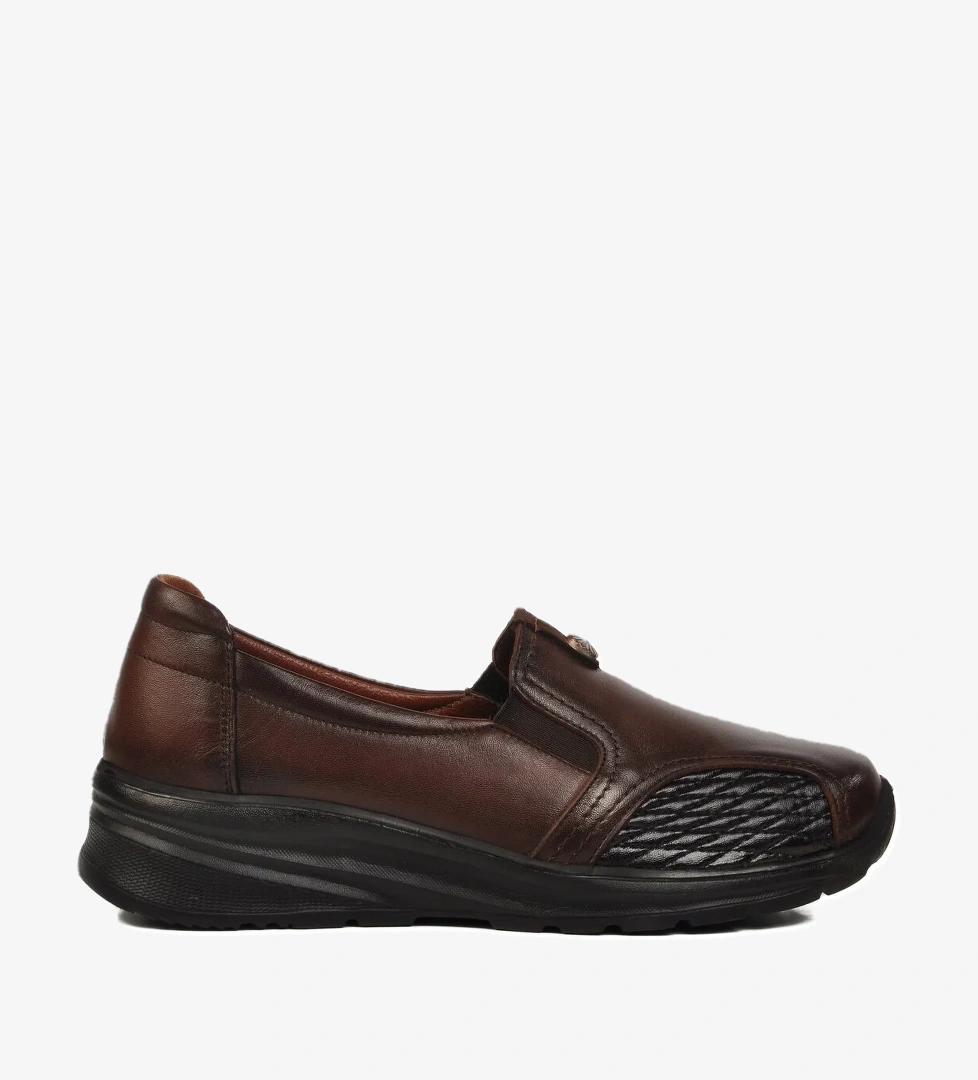 Kahve Hakiki Deri Kadın Casual Ayakkabı 0042 Z