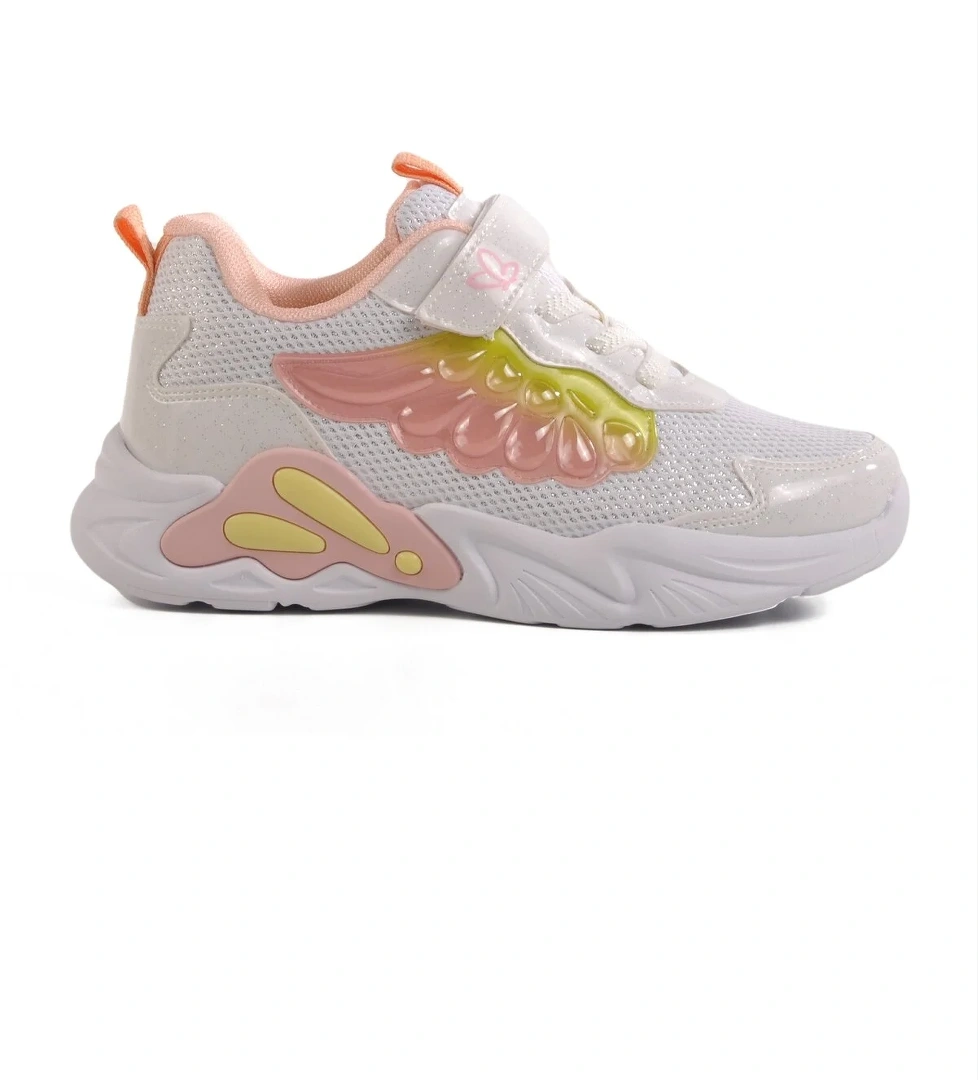 Beyaz Cırtlı Fileli Hafif Kız Çocuk Spor Ayakkabı 1878 F