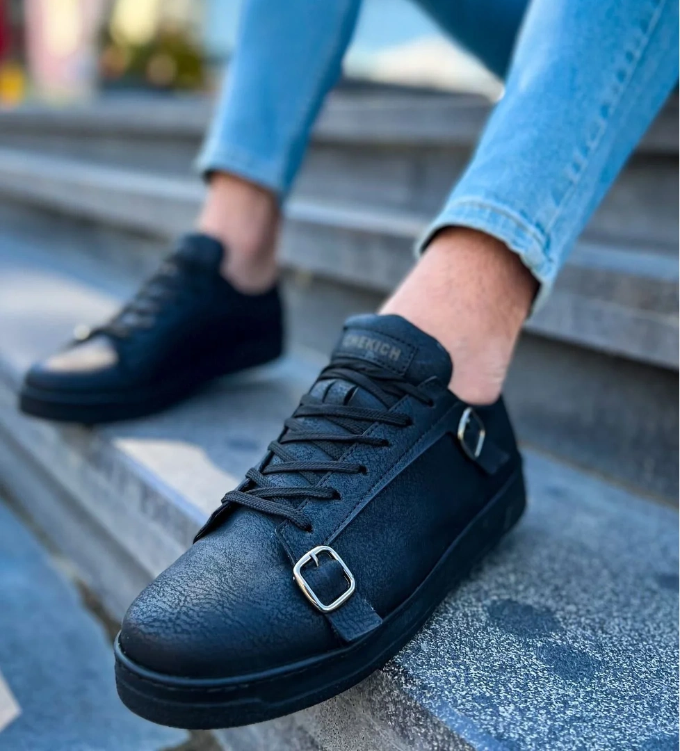 Bağcıklı Toka Detaylı Erkek Günlük Ayakkabı Siyah - Görsel 1