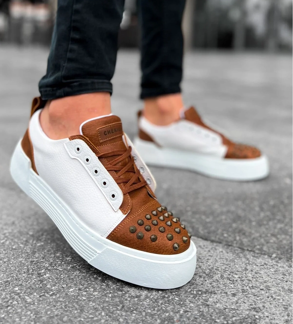 Bağcıklı Erkek Günlük Ayakkabı Taba Beyaz