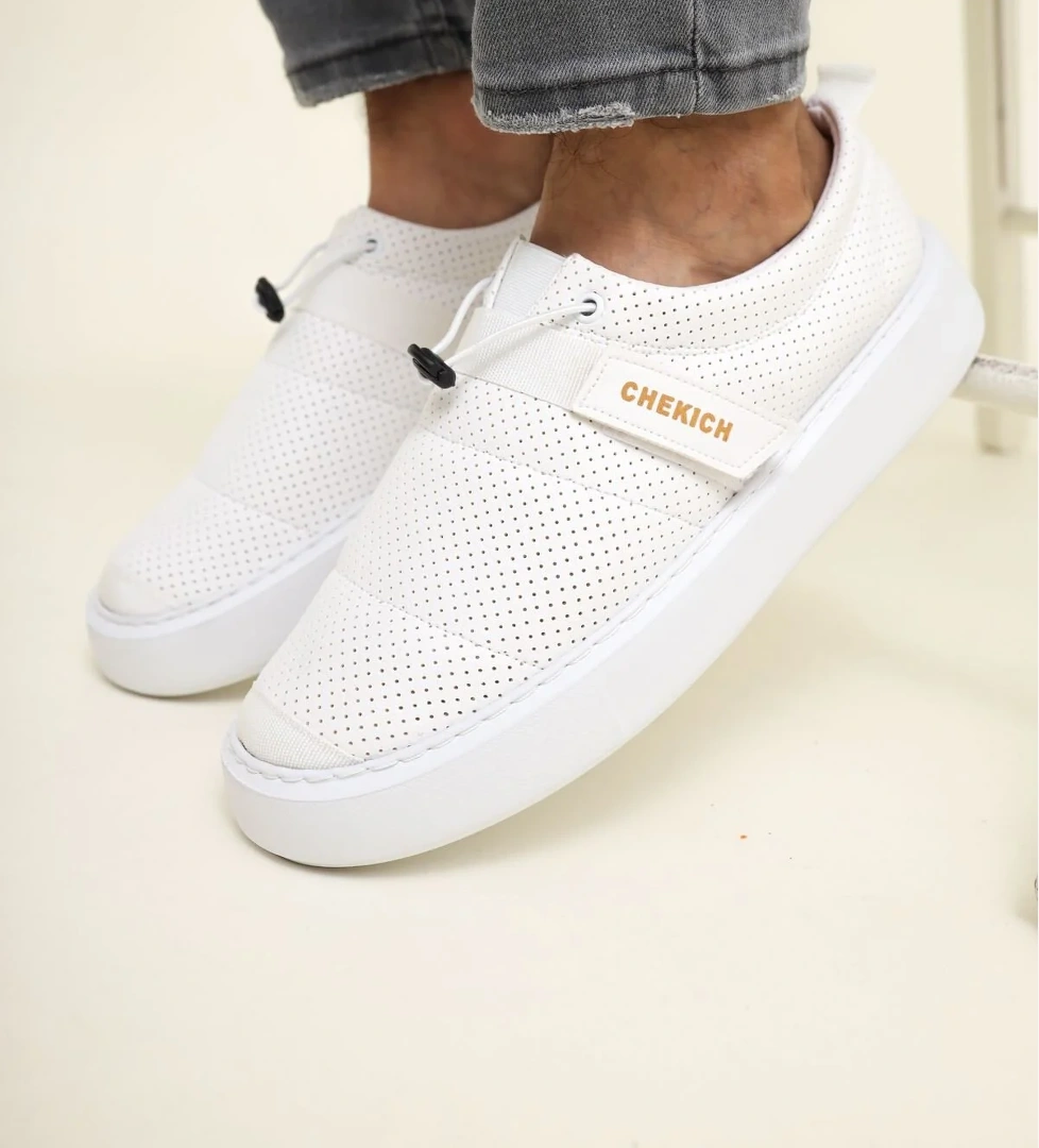 Cırtlı Lastikli Erkek Günlük Ayakkabı Beyaz