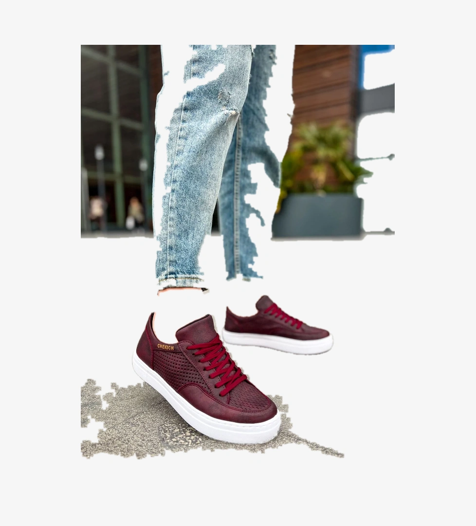 Bağcıklı Erkek Günlük Ayakkabı Bordo - Görsel 1