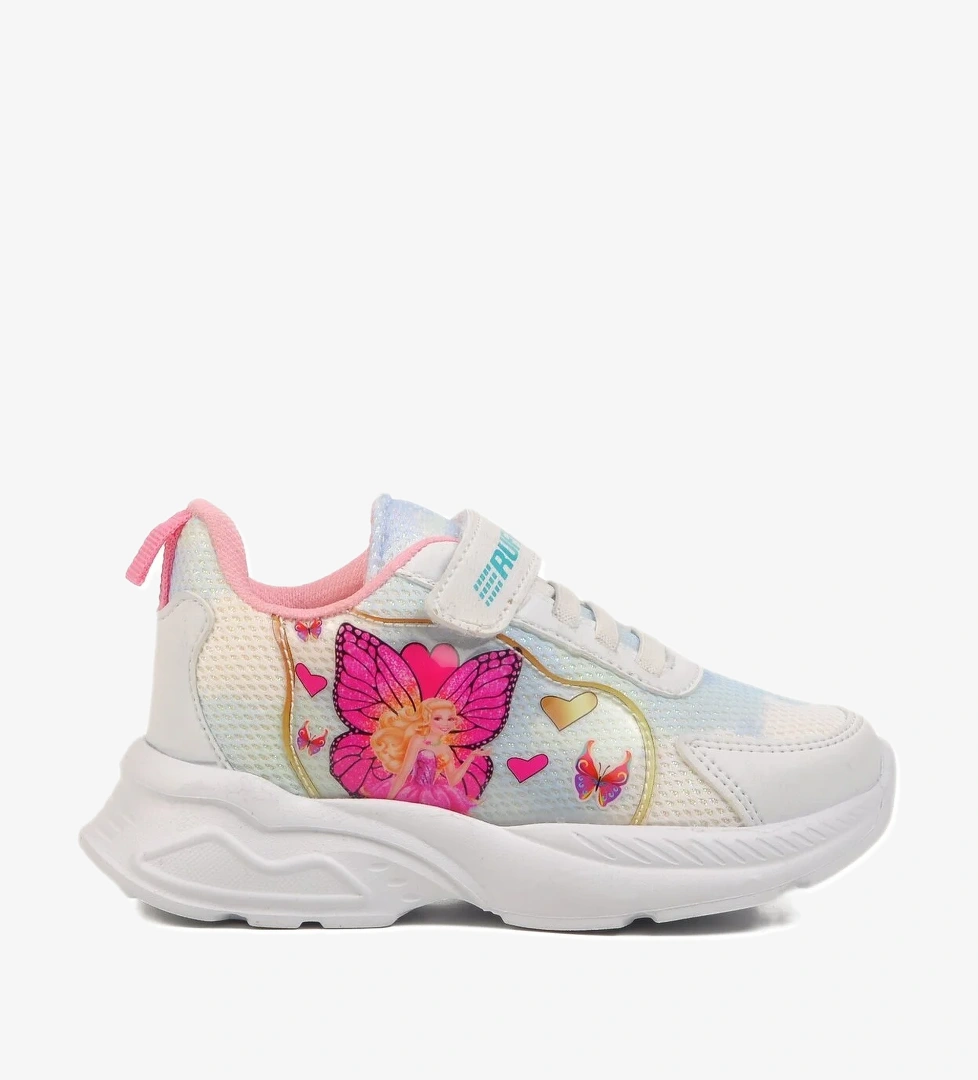 Beyaz Mavi Fileli Cırtlı Kız Çocuk Spor Ayakkabı Ruffon P