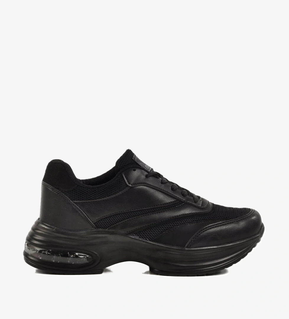 Siyah Fileli Hafif Air Taban Kadın Spor Ayakkabı 185 G