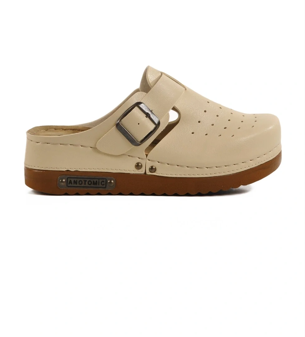 Bej Anatomik Unisex Sabo Terlik 07-008 G