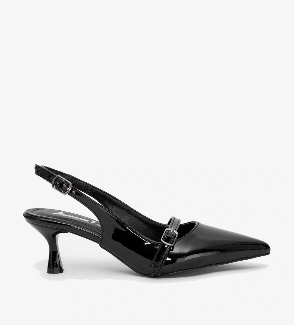 Ayakkabı Fuarı Elit Mst950r Kadın Klasik Topuklu Ayakkabı Ten Siyah model görseli