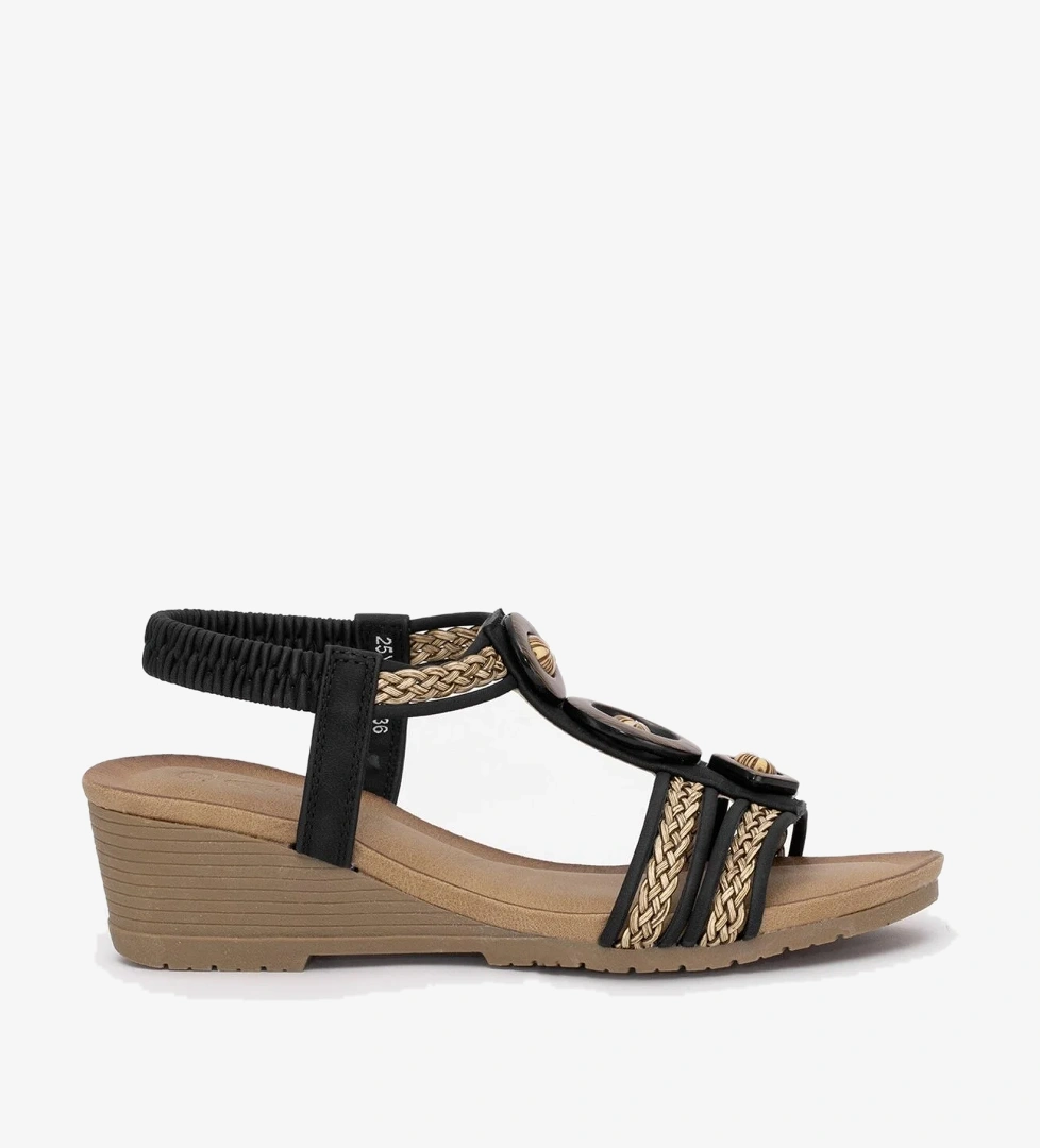 Guja 25y145-4 Kadın Dolgu Topuk Sandalet Bej Siyah model görseli