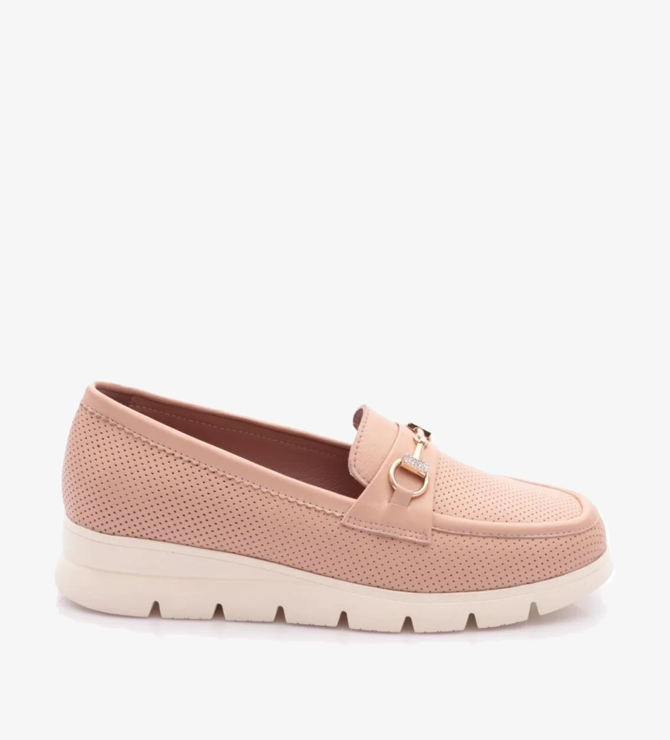 Dgn Dgn Pembe 6095-1 Kadin Aksesuarli Loafer Ayakkabi Casual Ayakkabı | Flo Pembe - 1. görsel