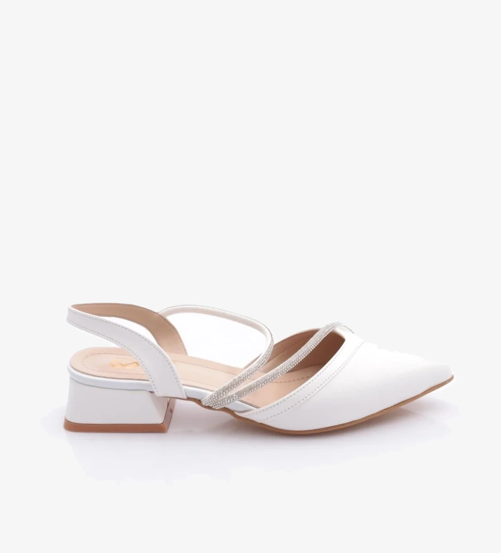 K588 Kadin Sivri Burun Silver Taşli Babet