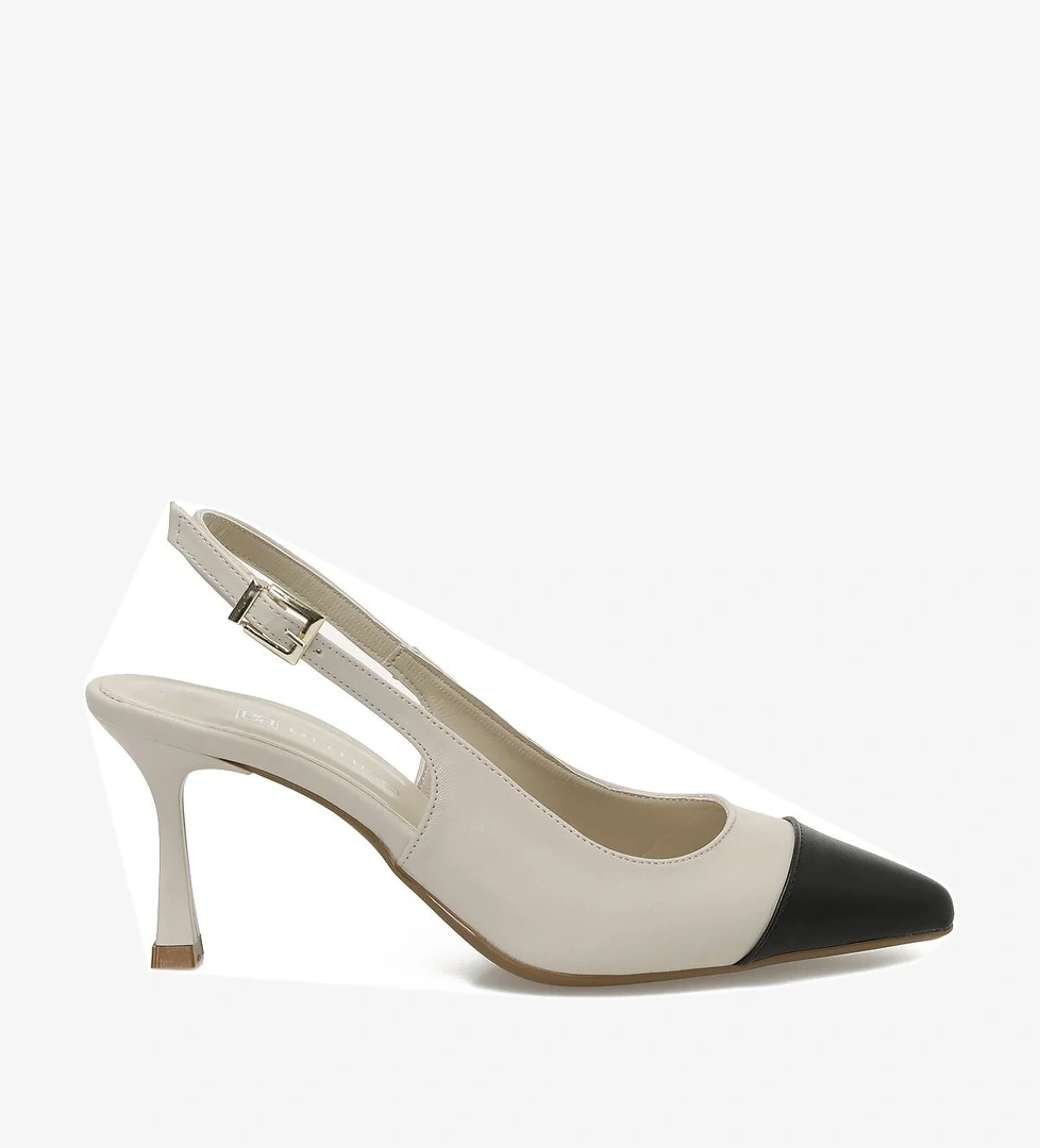 25S-103 5FX Bej Kadın Topuklu Ayakkabı - Görsel 1