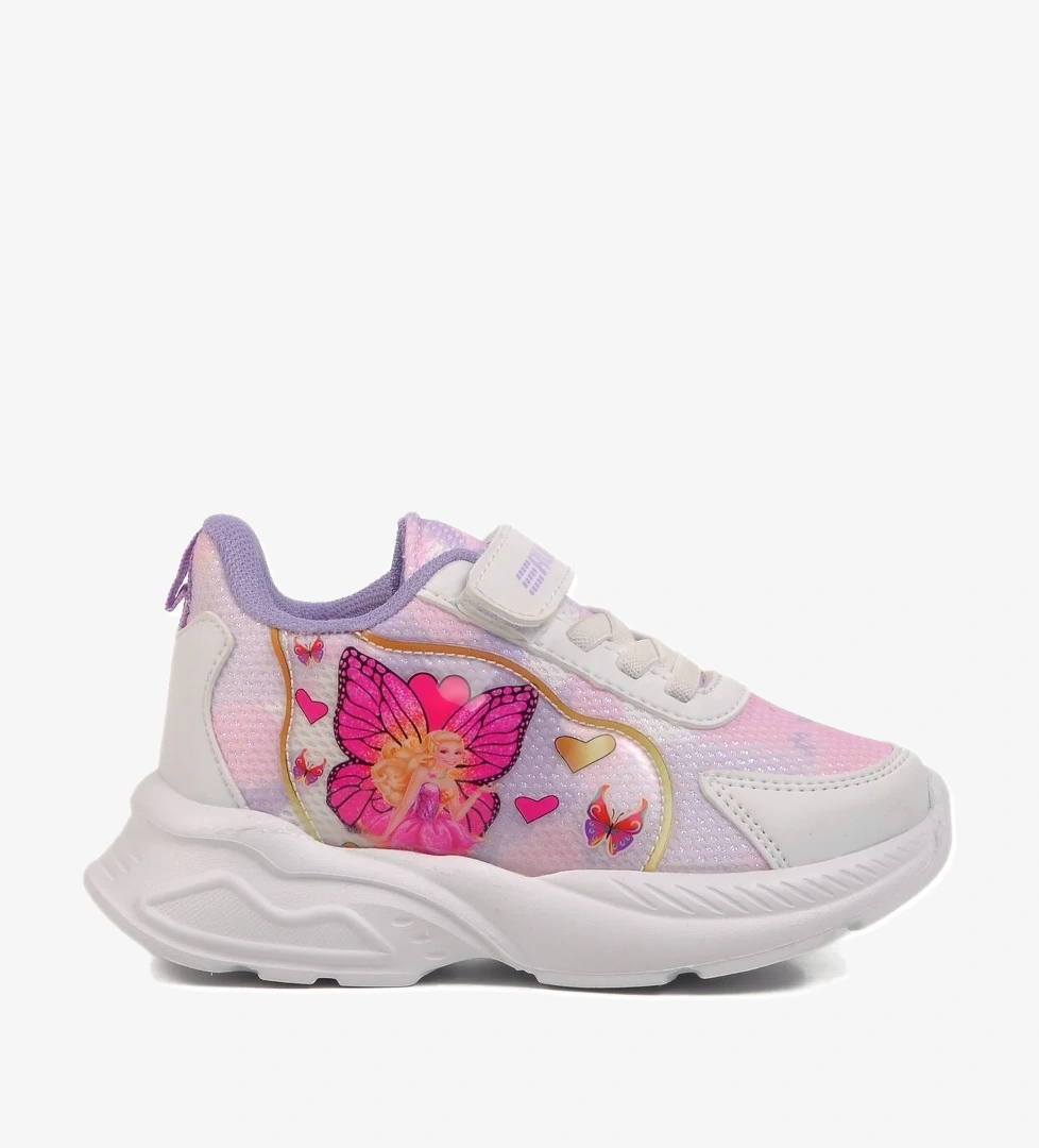 Aspor Beyaz Lila Fileli Cırtlı Kız Çocuk Spor Ayakkabı