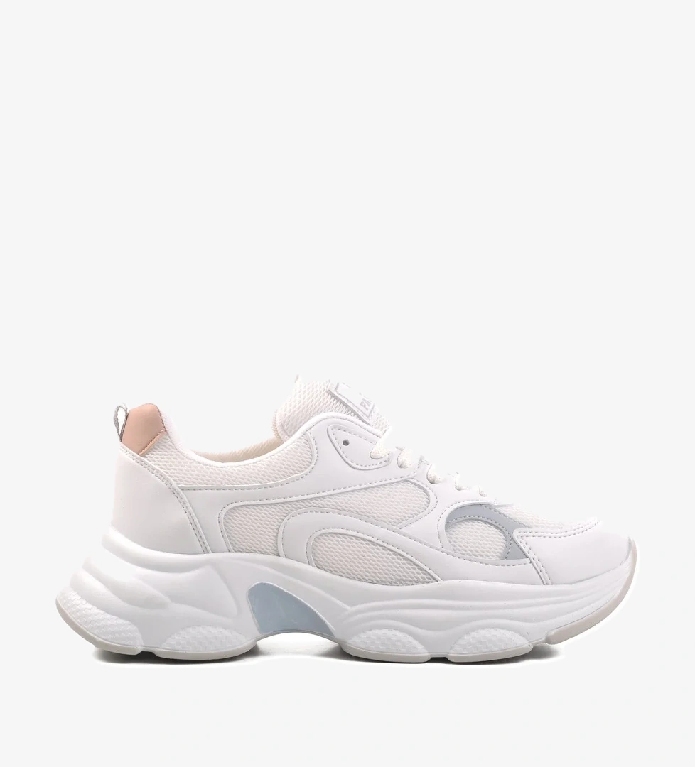 Aspor Beyaz Mavi Fileli Kadın Spor Ayakkabı Sneaker