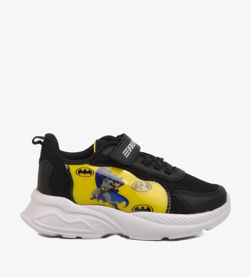 A Spor Aspor Siyah Sarı Fileli Cırtlı Unisex Çocuk Spor Ayakkabı