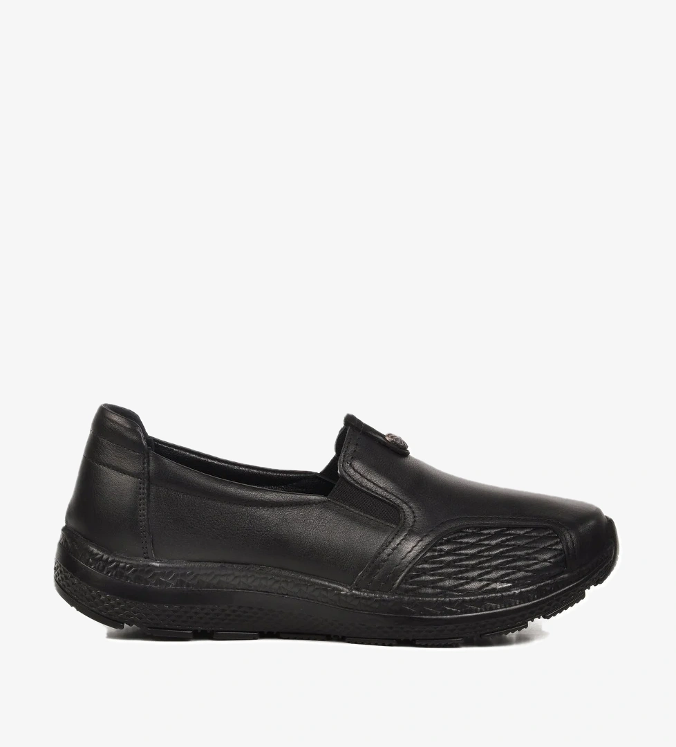 Aspor Siyah Hakiki Deri Kadın Casual Ayakkabı