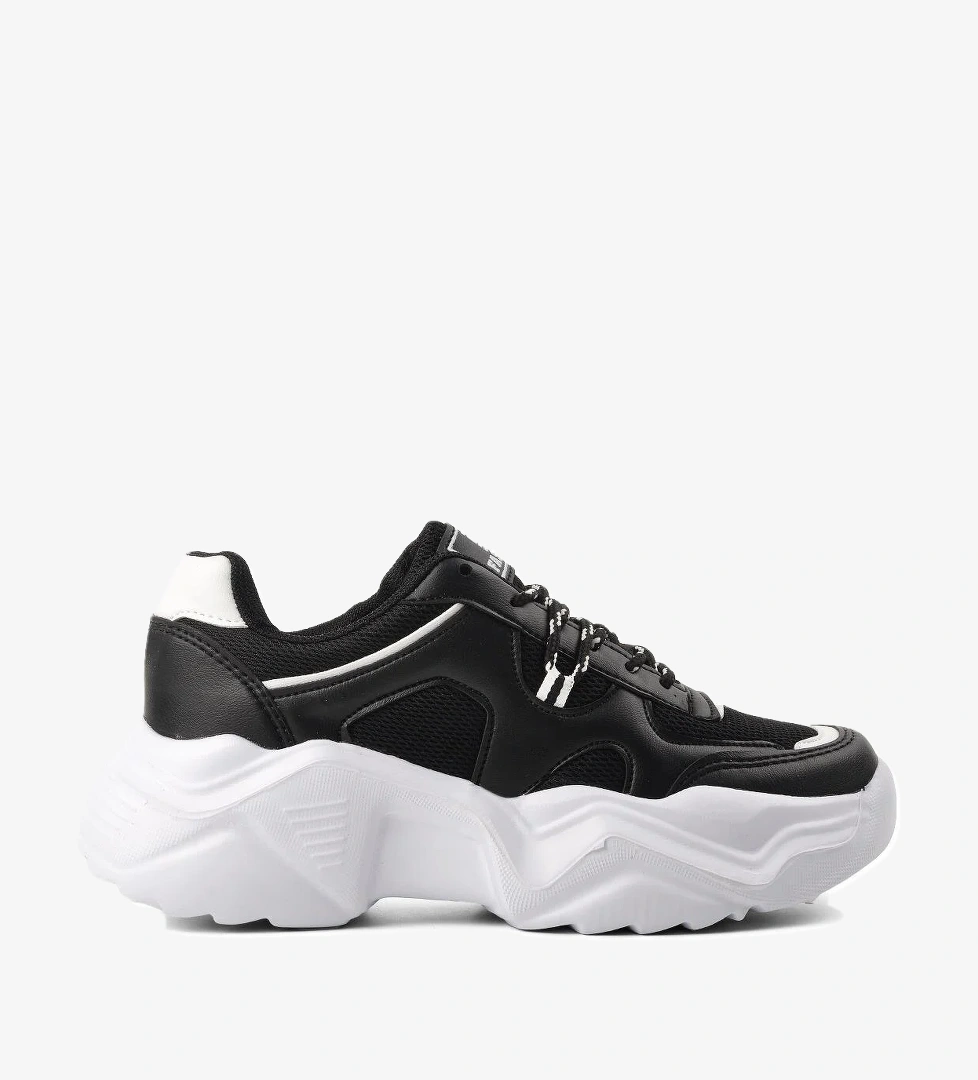 Siyah Beyaz Kadın Spor Ayakkabı Sneaker