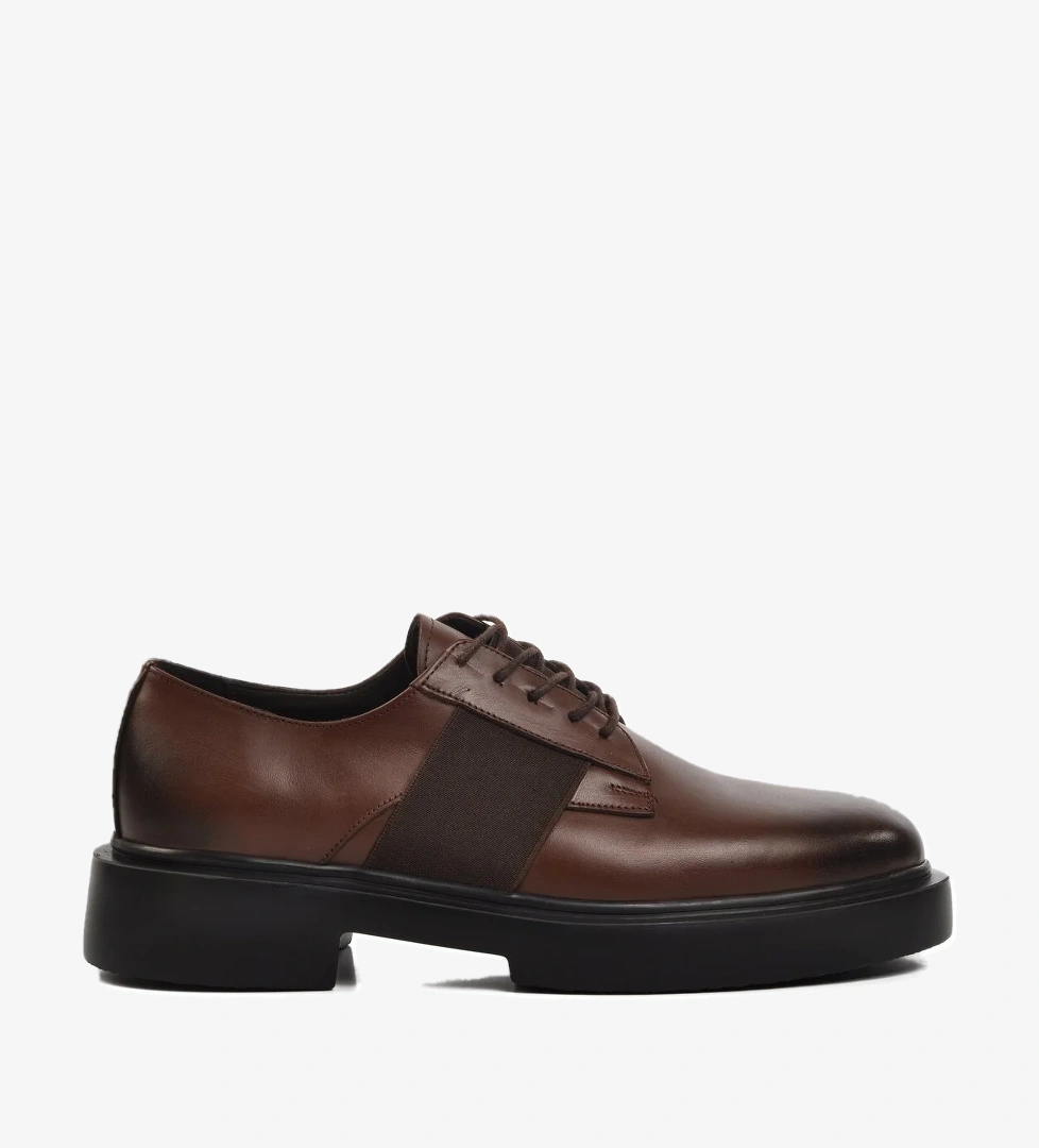 A Spor Aspor Kahve Hakiki Deri Erkek Klasik Ayakkabı Premium model görseli