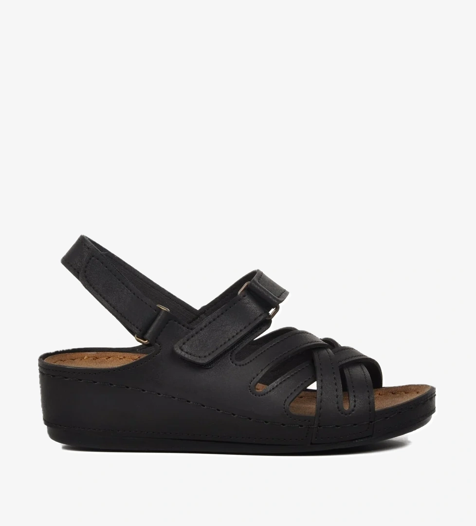 Aspor Siyah Kadın Düz Sandalet - Görsel 1