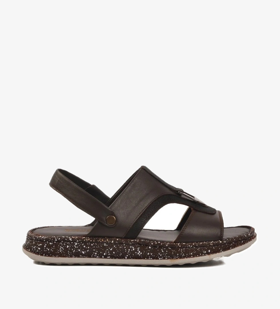 Aspor Kahve Hakiki Deri Erkek Sandalet - Görsel 1