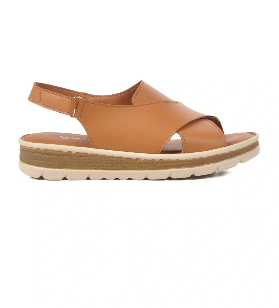 Aspor Bej Cırtlı Kadın Sandalet - Görsel 1