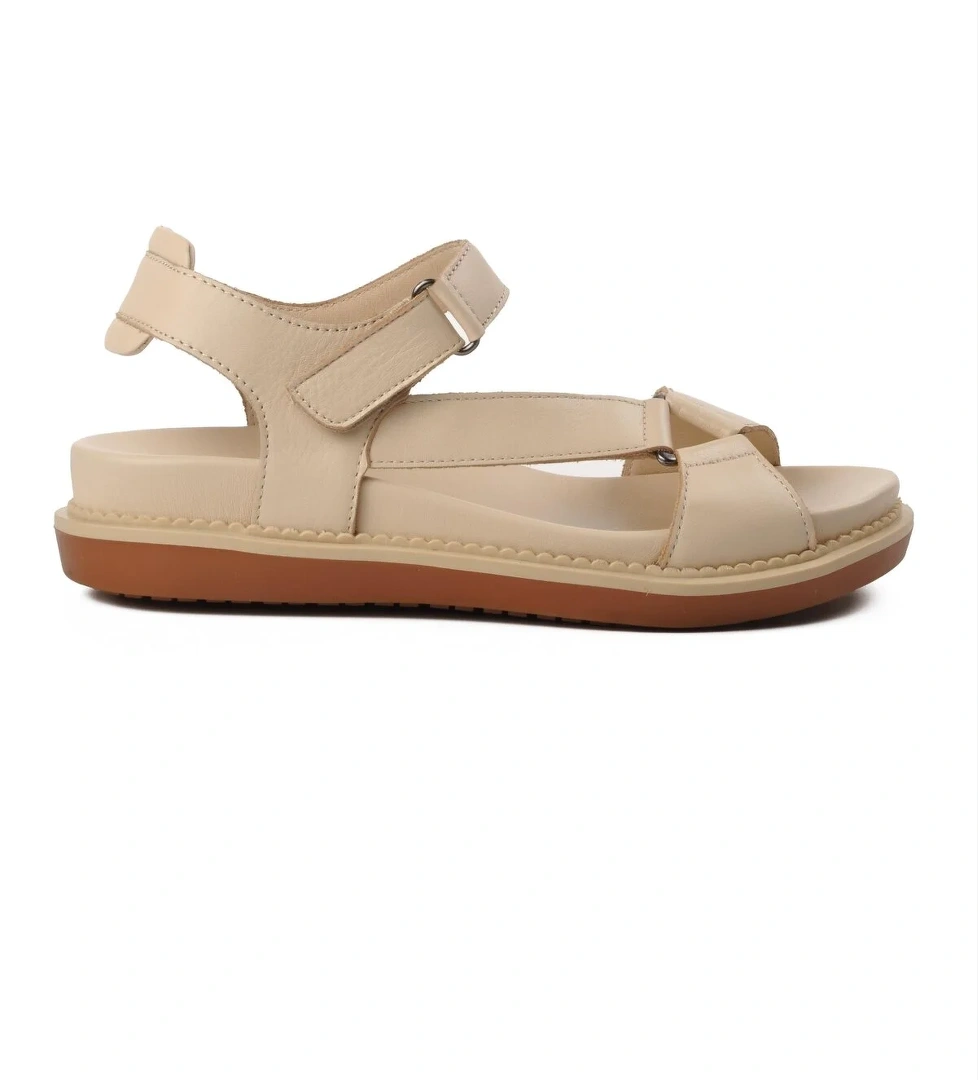Bej İçi Dışı Hakiki Deri Kadın Sandalet