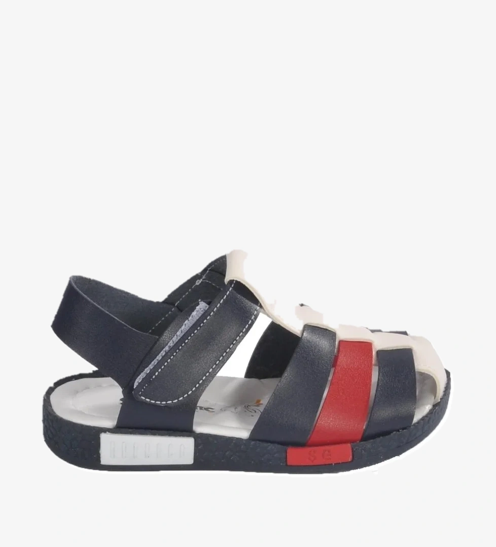 Aspor Lacivert Beyaz Çocuk Düz Sandalet B.Ayk