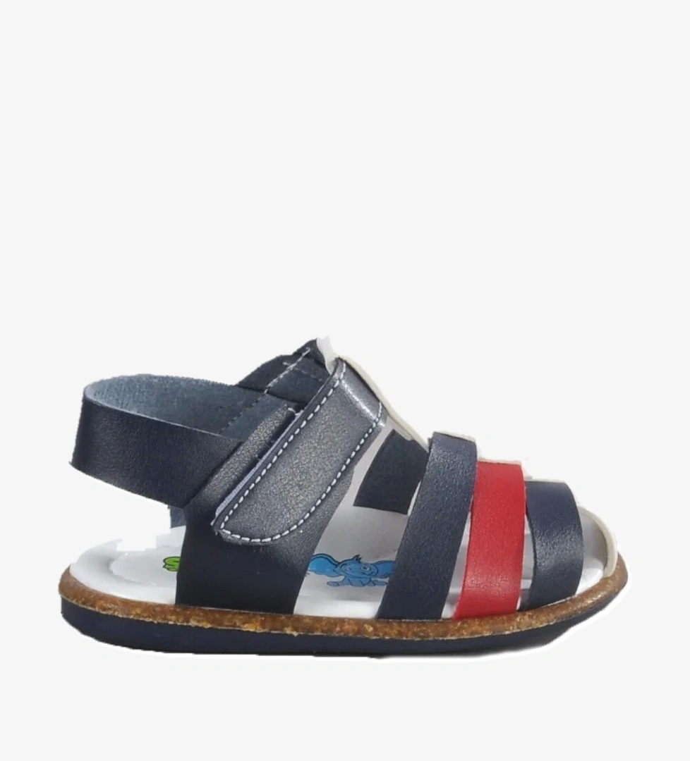 Aspor Kırmızı Lacivert Çocuk Düz Sandalet - Görsel 1