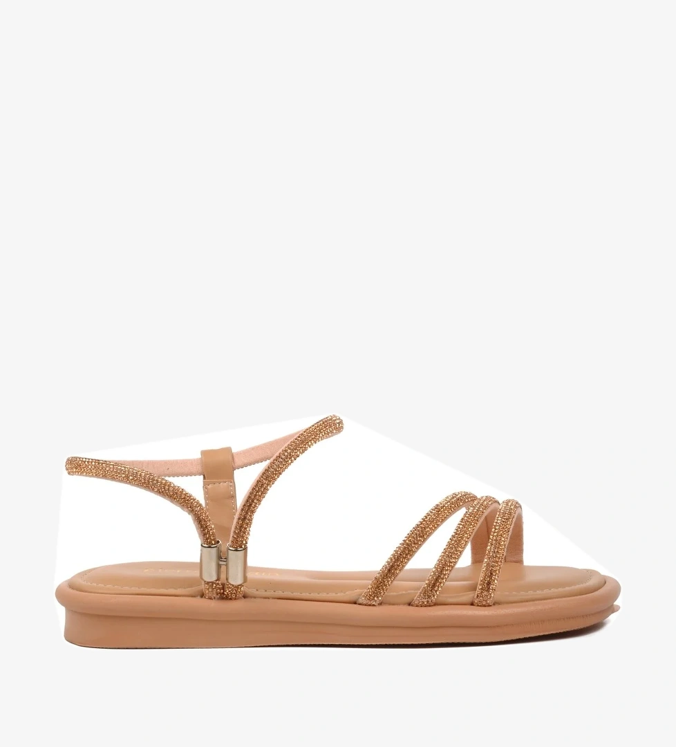 Bej Kadın Düz Sandalet - Görsel 1