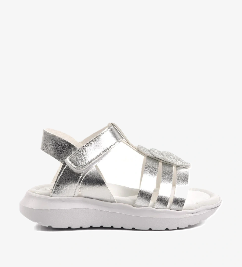 Aspor Gümüş Gri Kız Çocuk Düz Sandalet - Görsel 1