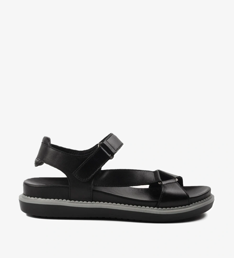 Venüs Siyah Bej İçi Dışı Hakiki Düz Deri Kadın Sandalet model görseli