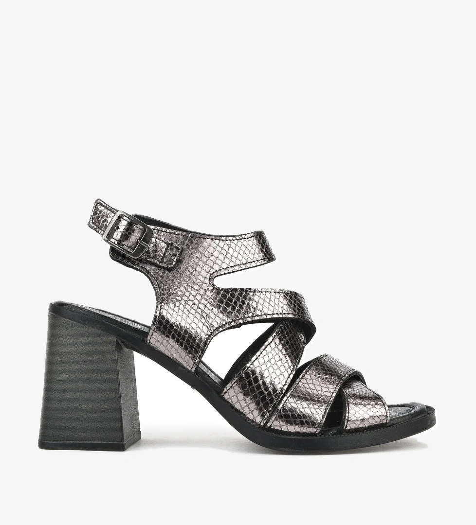 Kadın Hakiki Deri Topuklu Sandalet 151992Z54013 Platin