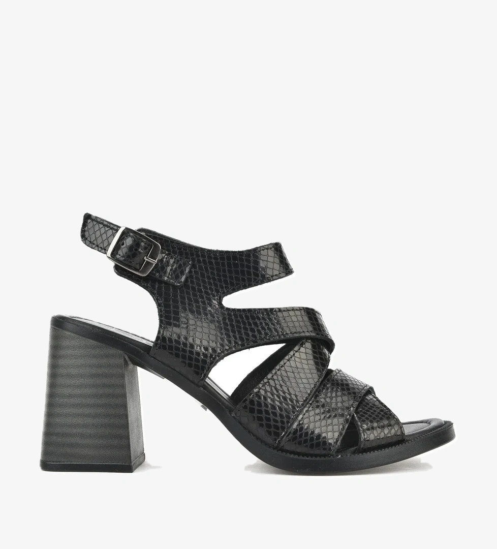 Kadın Hakiki Deri Topuklu Sandalet 151992Z54013 Siyah