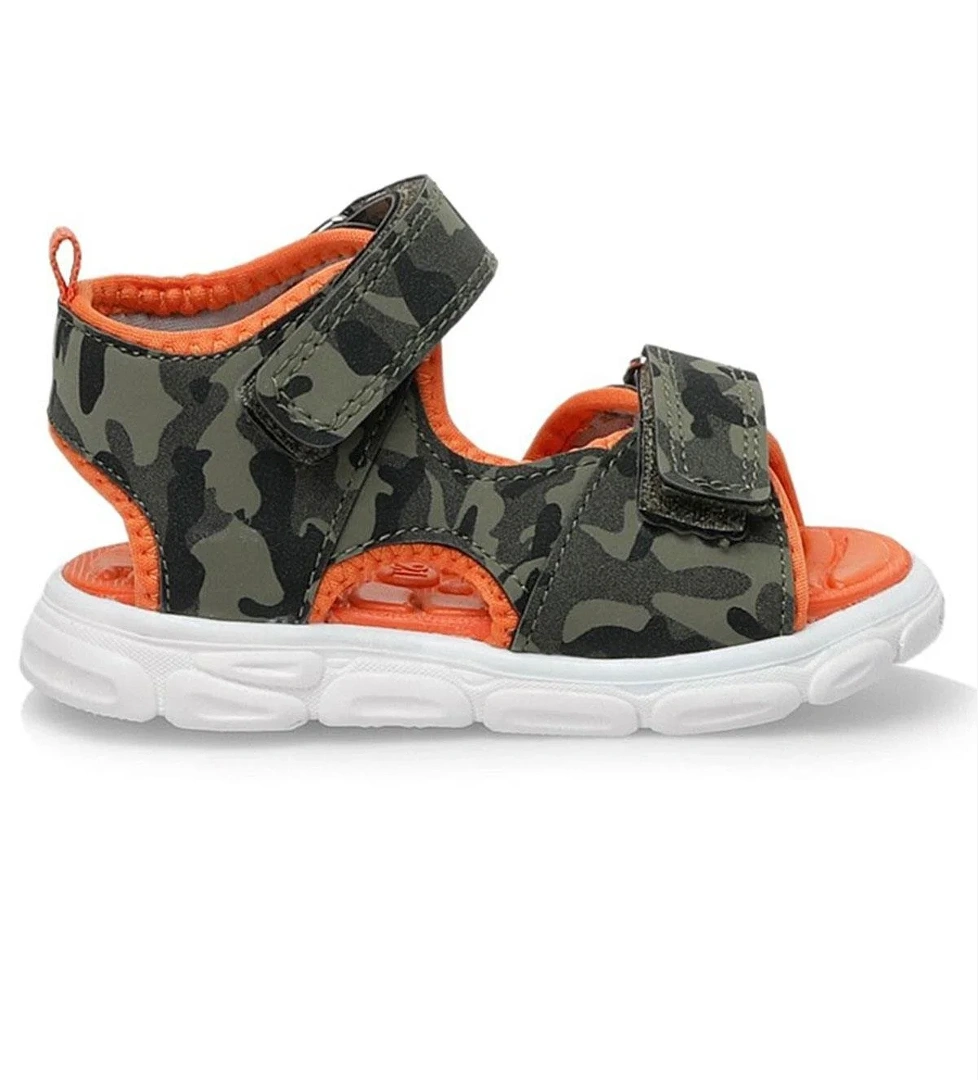Haki Kamuflaj Desenli Cırtlı Bebek Sandalet Ayakkabı - Görsel 1