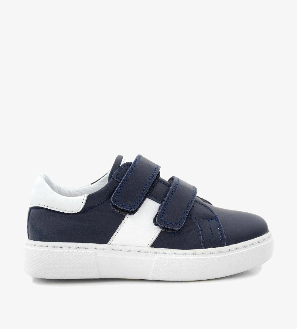 Hapshoe Kids Hakiki Deri Lacivert Beyaz Cırt Cırtlı Erkek Çocuk Spor Ayakkabı model görseli