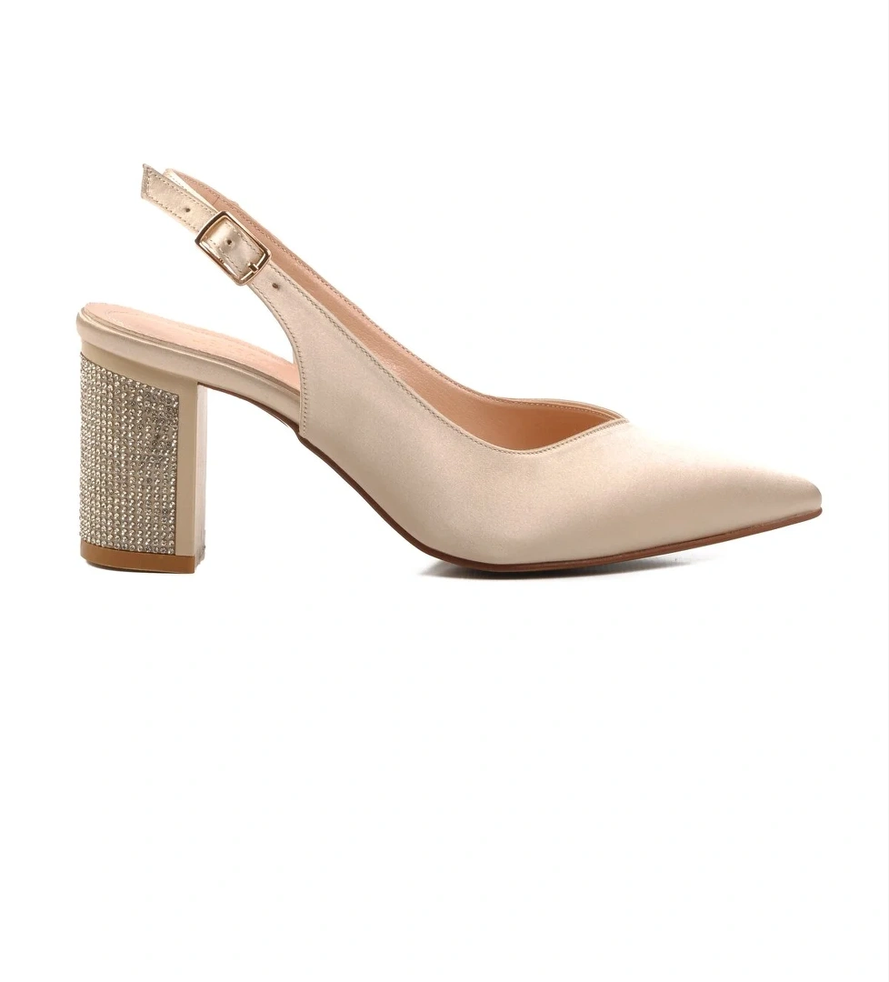 A Spor Aspor Altın Sarı Kalın Topuk Kadın Topuklu Ayakkabı model görseli