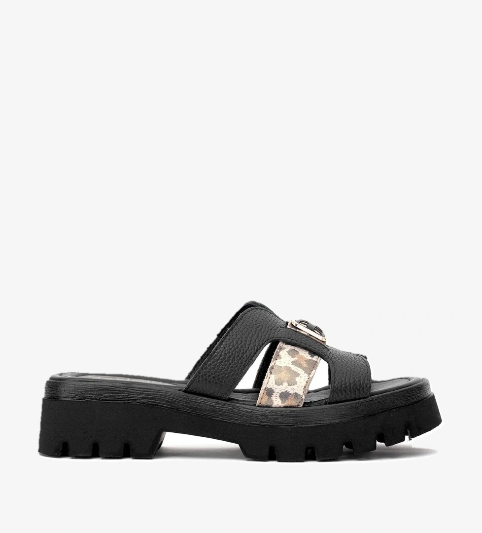 Elit DK523-010 Kadın Hakiki Deri Düz Terlik Siyah