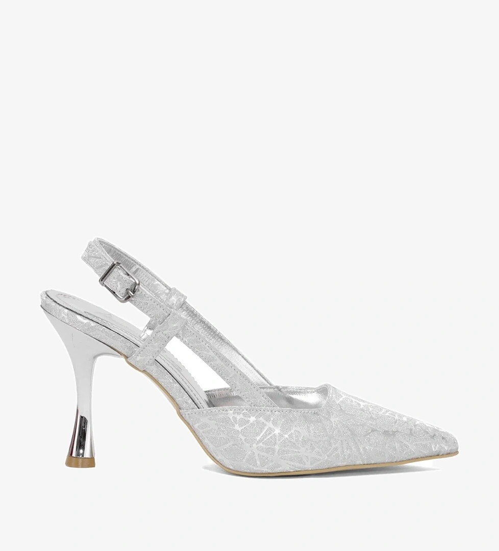 Ayakkabı Fuarı Elit Mst1301t Kadın Klasik Topuklu Ayakkabı Siyah Gümüş model görseli