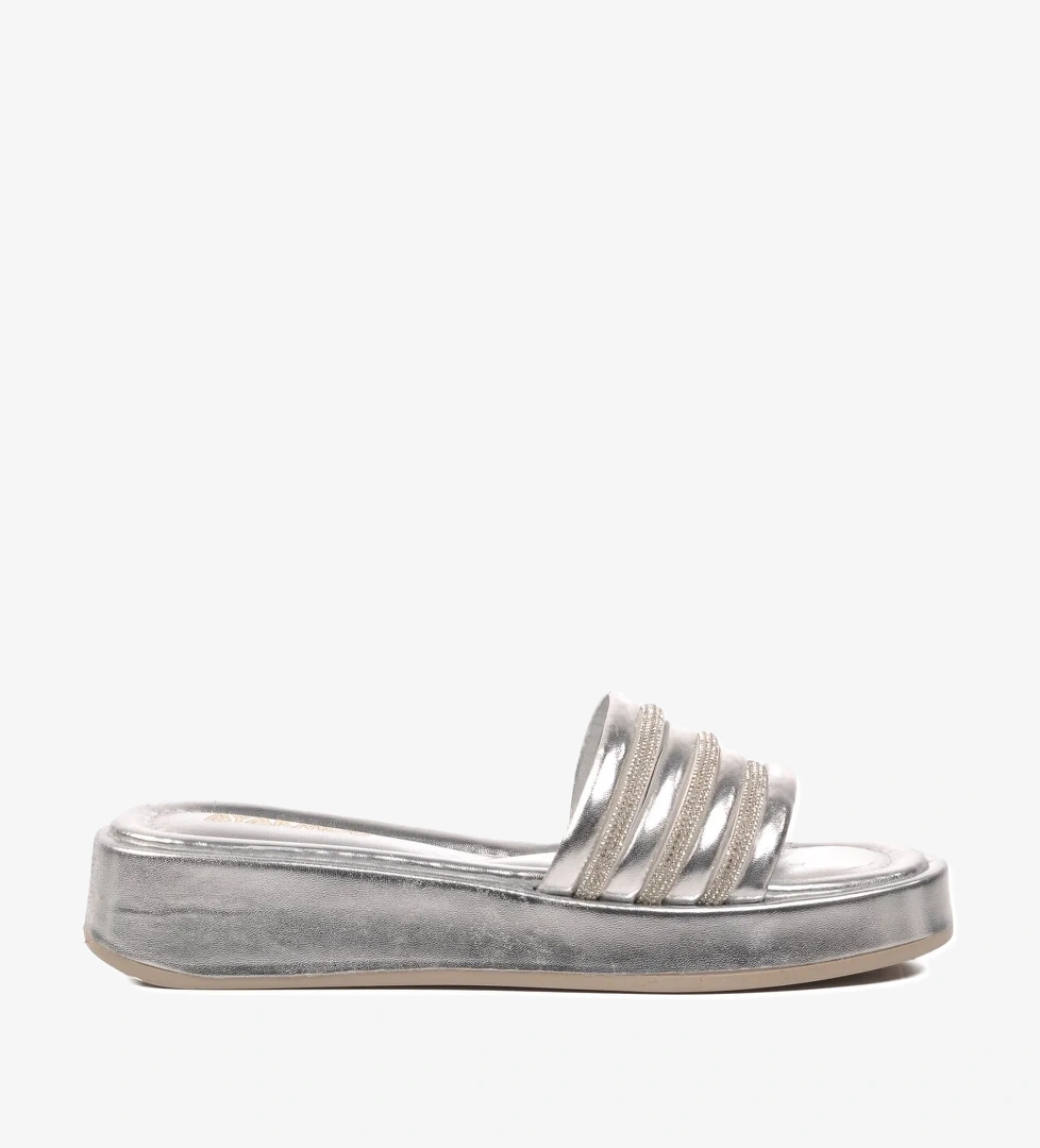 Aspor Gümüş Gri Rugan Kadın Terlik